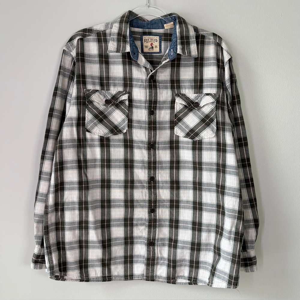 RedHead Green Plaid Button Down Shirt Casual Layering Transitional Weather
